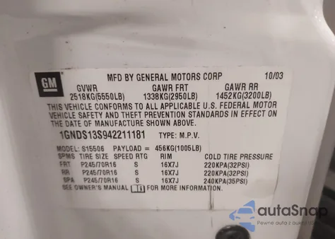 2004 Chevrolet Trailblazer Lt from USA, damaged, VIN 1GNDS13S942211181